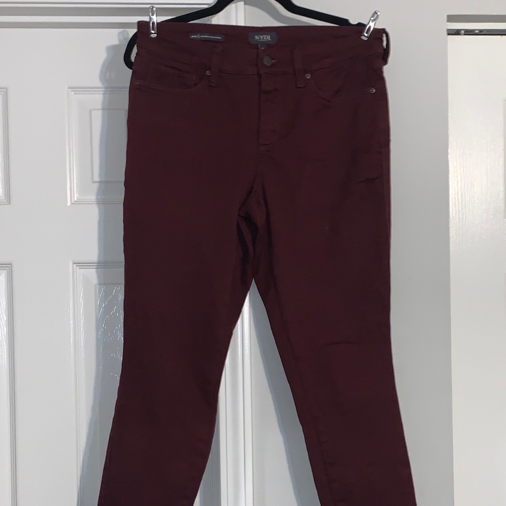 High Waisted Straight Leg Burgundy